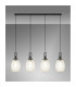 Yorktown Linear 4 Light Pendant 20cm Almond Ribbed Glass Black Chrome/Matt Black Champagne-3