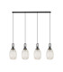 Yorktown Linear 4 Light Pendant 20cm Almond Ribbed Glass Black Chrome/Matt Black Champagne-4