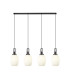 Yorktown Linear 4 Light Pendant 20cm Almond Ribbed Glass Black Chrome/Matt Black Opal-1