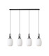 Yorktown Linear 4 Light Pendant 20cm Almond Ribbed Glass Black Chrome/Matt Black Opal-4