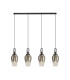Yorktown Linear 4 Light Pendant E27 23cm Pear Glass Smoked/Clear Black Chrome/Matt Black-1