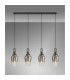 Yorktown Linear 4 Light Pendant E27 23cm Pear Glass Smoked/Clear Black Chrome/Matt Black-3