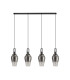 Yorktown Linear 4 Light Pendant E27 23cm Pear Glass Smoked/Clear Black Chrome/Matt Black-4