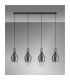 Yorktown Linear 4 Light Pendant E27 23cm Pear Glass Smoked/Clear Black Chrome/Matt Black-10