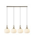 Yorktown Linear Pendant 4 x E27 Brass Gold/Matt Black 30cm Pumpkin Shaped Ribbed Opal Glass-1