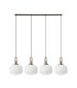 Yorktown Linear Pendant 4 x E27 Brass Gold/Matt Black 30cm Pumpkin Shaped Ribbed Opal Glass-4
