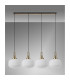 Yorktown Linear Pendant 4 x E27 Brass Gold/Matt Black 30cm Pumpkin Shaped Ribbed Opal Glass-11