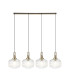 Yorktown Linear Pendant 4 x E27 Brass Gold/Matt Black 30cm Pumpkin Shaped Ribbed Clear Glass-1