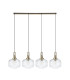 Yorktown Linear Pendant 4 x E27 Brass Gold/Matt Black 30cm Pumpkin Shaped Ribbed Clear Glass-4