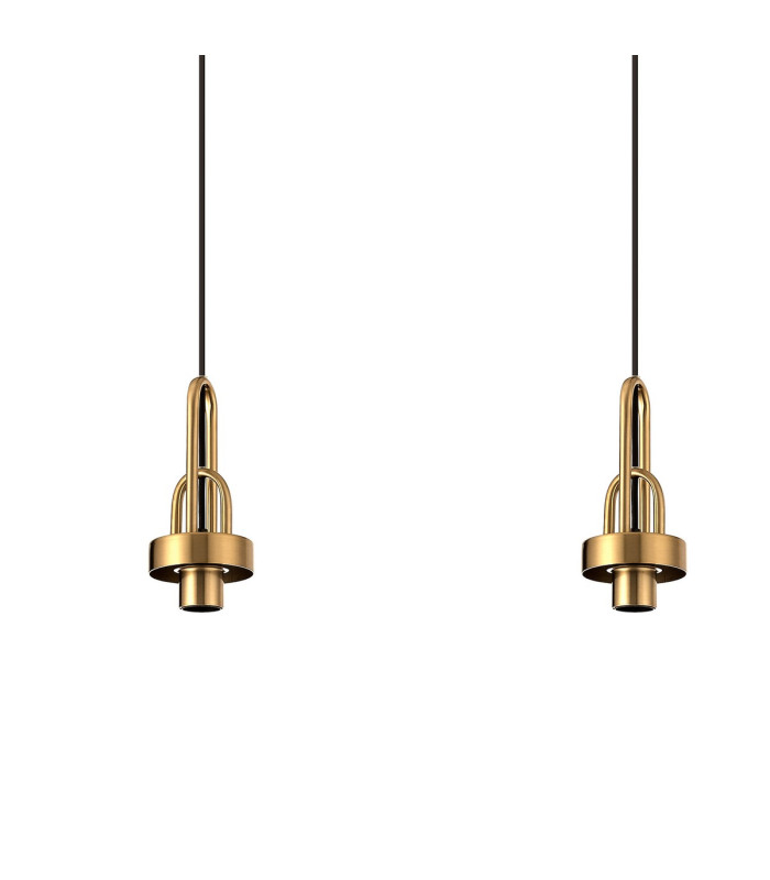 Yorktown Linear Pendant 4 x E27 Brass Gold/Matt Black 30cm Pumpkin Shaped Ribbed Clear Glass-10