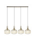Yorktown Linear Pendant 4 x E27 Brass Gold/Matt Black 30cm Pumpkin Shaped Ribbed Champagne Glass-1