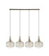 Yorktown Linear Pendant 4 x E27 Brass Gold/Matt Black 30cm Pumpkin Shaped Ribbed Champagne Glass-4
