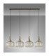 Yorktown Linear Pendant 4 x E27 Brass Gold/Matt Black 30cm Pumpkin Shaped Ribbed Champagne Glass-11