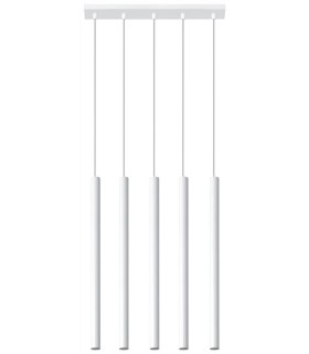 5 Light Staight Bar Drop Pendant White, G9 - 1