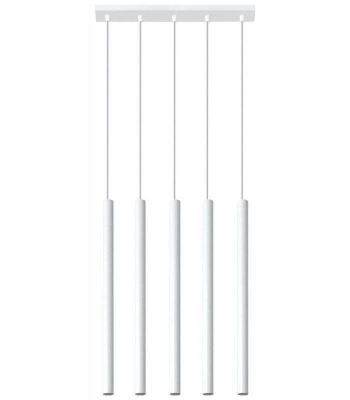 5 Light Staight Bar Drop Pendant White, G9 - 1