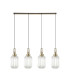 Yorktown Linear 4 Light Pendant 20cm Tubular Ribbed Glass Brass Gold/Matt Black Clear-1