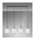 Yorktown Linear 4 Light Pendant 20cm Tubular Ribbed Glass Brass Gold/Matt Black Clear-3