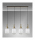 Yorktown Linear 4 Light Pendant 20cm Tubular Ribbed Glass Brass Gold/Matt Black Clear-11