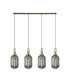 Yorktown Linear 4 Light Pendant 20cm Tubular Ribbed Glass Brass Gold/Matt Black Smoked-1