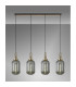 Yorktown Linear 4 Light Pendant 20cm Tubular Ribbed Glass Brass Gold/Matt Black Smoked-3
