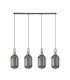 Yorktown Linear 4 Light Pendant 20cm Tubular Ribbed Glass Brass Gold/Matt Black Smoked-4