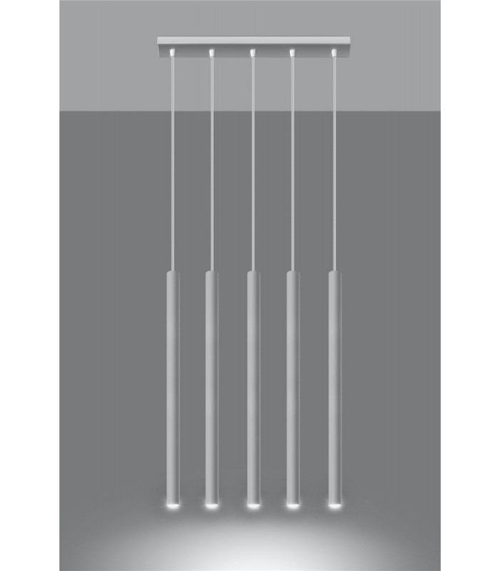 5 Light Staight Bar Drop Pendant White, G9 - 3