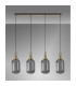 Yorktown Linear 4 Light Pendant 20cm Tubular Ribbed Glass Brass Gold/Matt Black Smoked-11