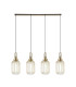 Yorktown Linear 4 Light Pendant 20cm Tubular Ribbed Glass Brass Gold/Matt Black Champagne-1