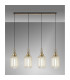 Yorktown Linear 4 Light Pendant 20cm Tubular Ribbed Glass Brass Gold/Matt Black Champagne-3