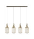 Yorktown Linear 4 Light Pendant 20cm Tubular Ribbed Glass Brass Gold/Matt Black Champagne-4