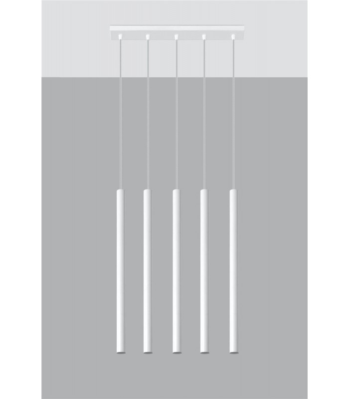 5 Light Staight Bar Drop Pendant White, G9 - 4