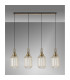 Yorktown Linear 4 Light Pendant 20cm Tubular Ribbed Glass Brass Gold/Matt Black Champagne-11