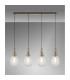 Yorktown Linear 4 Light Pendant 20cm Almond Ribbed Glass Brass Gold/Matt Black Clear-3