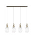 Yorktown Linear 4 Light Pendant 20cm Almond Ribbed Glass Brass Gold/Matt Black Clear-4
