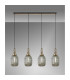 Yorktown Linear 4 Light Pendant 20cm Almond Ribbed Glass Brass Gold/Matt Black Smoked-3