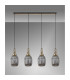 Yorktown Linear 4 Light Pendant 20cm Almond Ribbed Glass Brass Gold/Matt Black Smoked-10