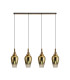 Yorktown Linear 4 Light Pendant E27 23cm Pear Glass Brass Gold/Clear Brass Gold/Matt Black-1