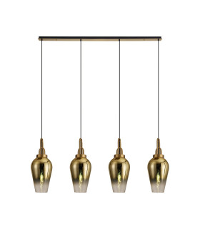 Yorktown Linear 4 Light Pendant E27 23cm Pear Glass Brass Gold/Clear Brass Gold/Matt Black-1