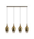 Yorktown Linear 4 Light Pendant E27 23cm Pear Glass Brass Gold/Clear Brass Gold/Matt Black-4
