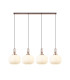 Yorktown Linear Pendant 4 x E27 Copper/Matt Black 30cm Pumpkin Shaped Ribbed Opal Glass-1