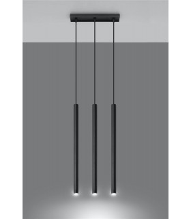 3 Light Staight Bar Drop Pendant Black, G9 - 2