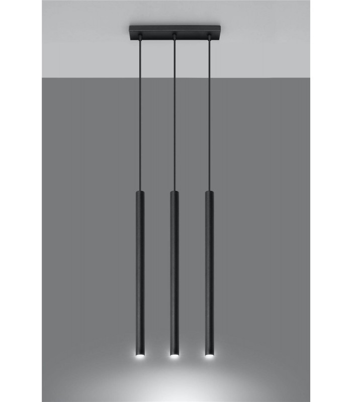 3 Light Staight Bar Drop Pendant Black, G9 - 2