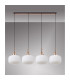 Yorktown Linear Pendant 4 x E27 Copper/Matt Black 30cm Pumpkin Shaped Ribbed Opal Glass-11