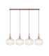 Yorktown Linear Pendant 4 x E27 Copper/Matt Black 30cm Pumpkin Shaped Ribbed Clear Glass-1
