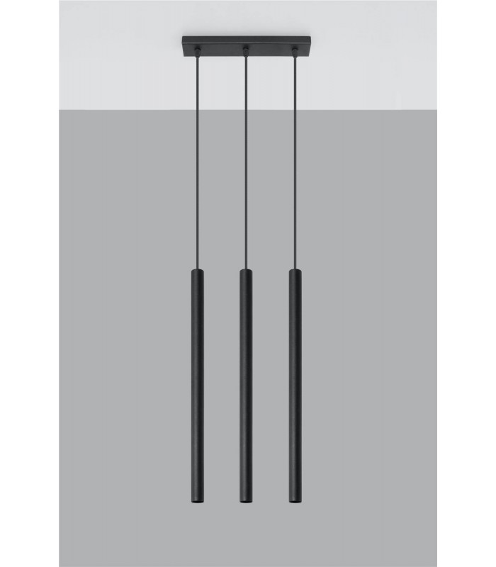 3 Light Staight Bar Drop Pendant Black, G9 - 3