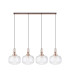 Yorktown Linear Pendant 4 x E27 Copper/Matt Black 30cm Pumpkin Shaped Ribbed Clear Glass-4