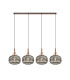 Yorktown Linear Pendant 4 x E27 Copper/Matt Black 30cm Pumpkin Shaped Ribbed Smoked Glass-1