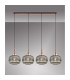 Yorktown Linear Pendant 4 x E27 Copper/Matt Black 30cm Pumpkin Shaped Ribbed Smoked Glass-3