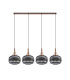 Yorktown Linear Pendant 4 x E27 Copper/Matt Black 30cm Pumpkin Shaped Ribbed Smoked Glass-4
