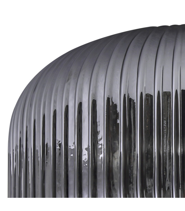 Yorktown Linear Pendant 4 x E27 Copper/Matt Black 30cm Pumpkin Shaped Ribbed Smoked Glass-6